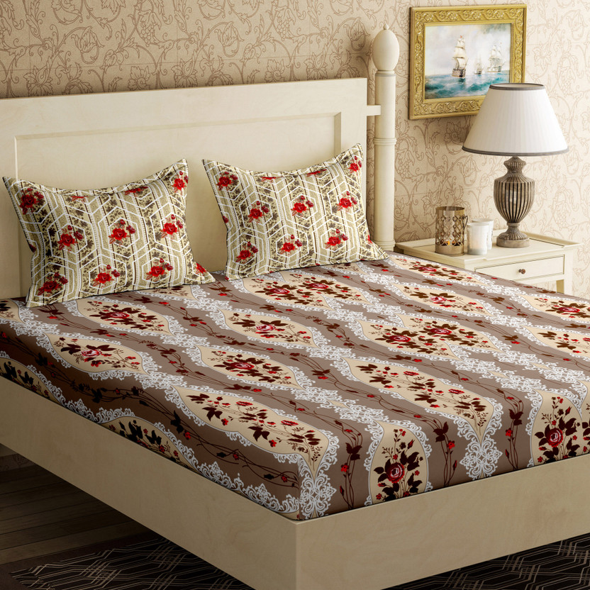Indian Cotton Flat Bed Sheet Bedroom Decor Brown Color King Size