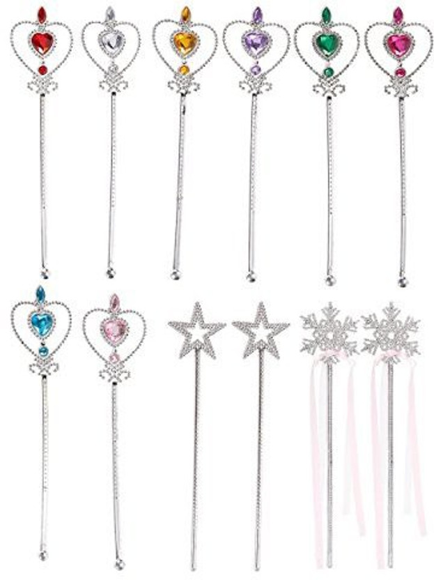 Kit 12 Varinhas Mágicas Para Princesas - Varinhas Com Estrela E Contas Coloridas - Presente Para Meninas