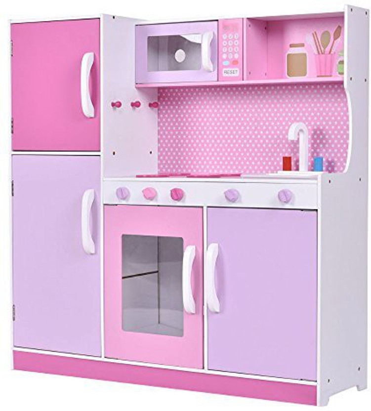 Kids Kitchen Toy Toddler Play Kitchen Playset for Kids Wooden Kitchen Playset with Kitchen Accessories for Pretend Play including Pans; Toddler Pretend Kitchen Playset; Wooden Toy for Toddlers Role Play Set for Children; Wooden Play Kit Toy Kitchen Set