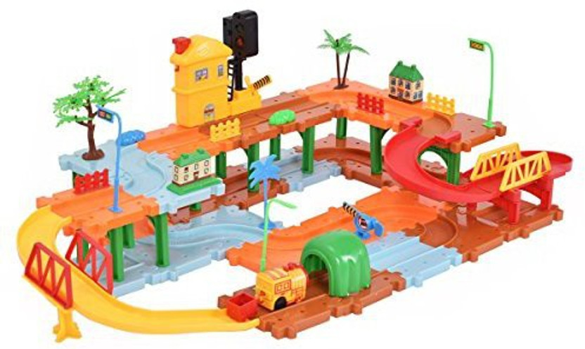 79PCS Plastic Brick Toys Electronic Building Blocks Railway Train W// Light Music