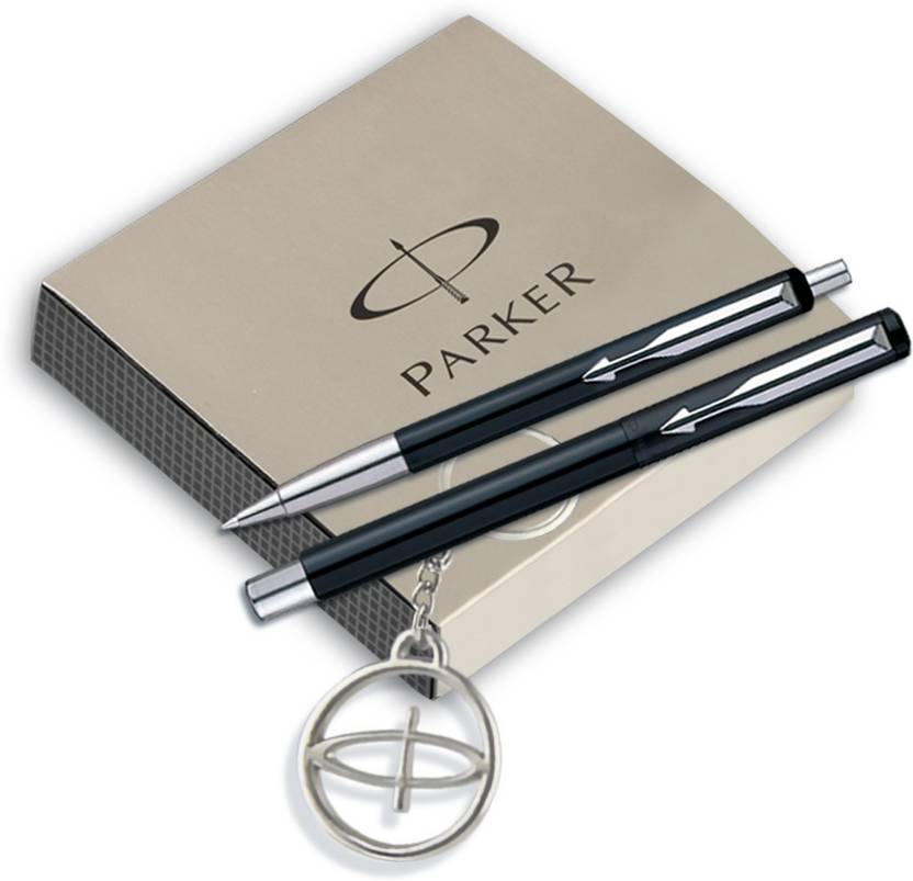 PARKER Vector Standard Roller Ball pen +Ball pen Black body with free Parker Key Chain Pen Gift