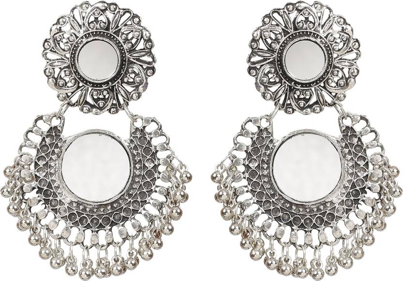 Flipkart Nawab Boho Gypsy Tel Mirror Earring For S Nawab Boho Gypsy Tel Mirror Earring For S And Women Silver Orange Alloy
