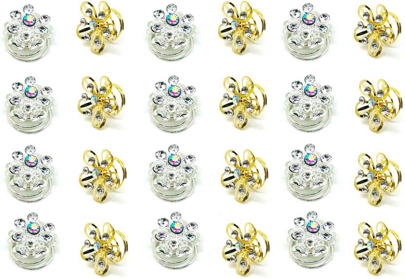 Kauberi Jewels 24pcs Bridal Wedding Crystal Flower Hair Coils