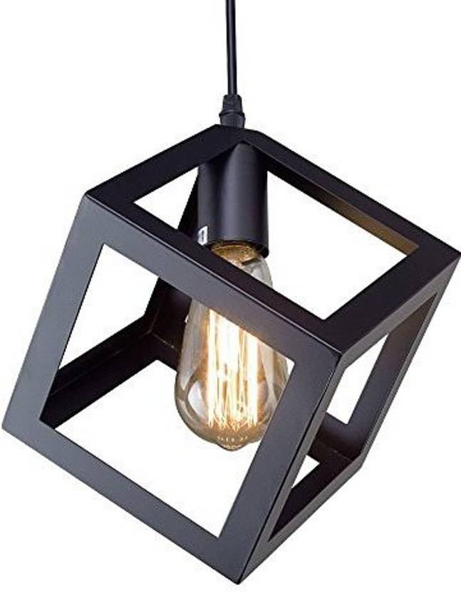 Collectible India Black Metal Square Cube Shape Hanging Light