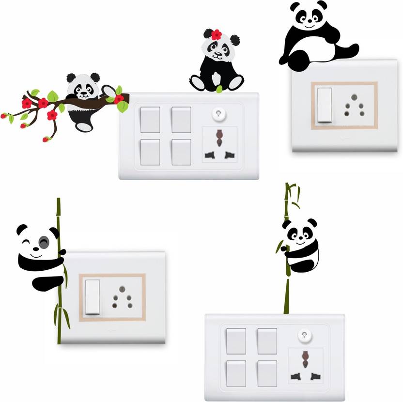 stickersyard medium funny panda wall sticker & decal switch board