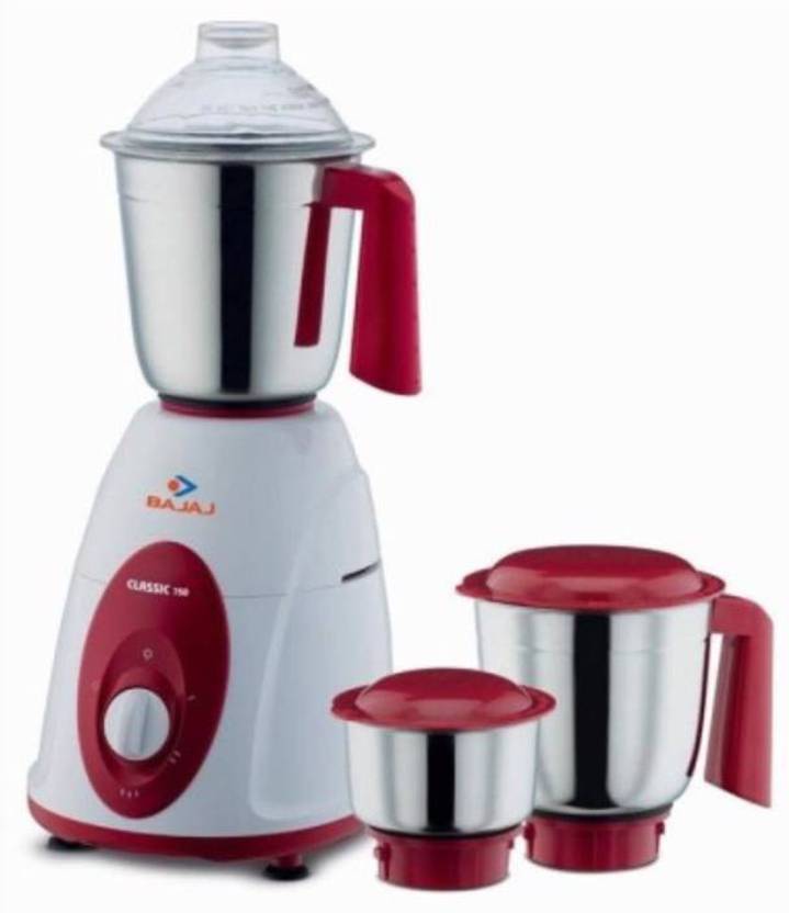 BAJAJ Classic new 750 W Mixer Grinder (3 Jars, Red,White) Price in