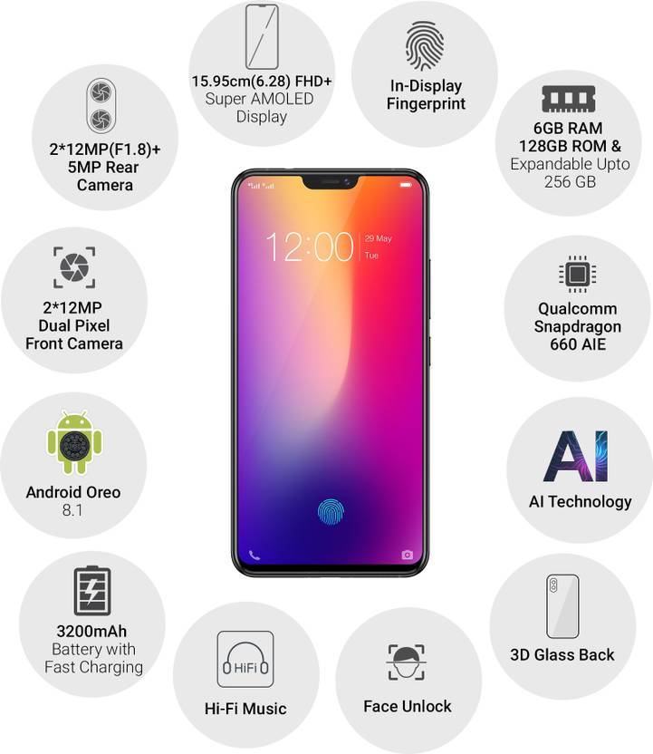 Vivo X21 (Black, 128 GB)