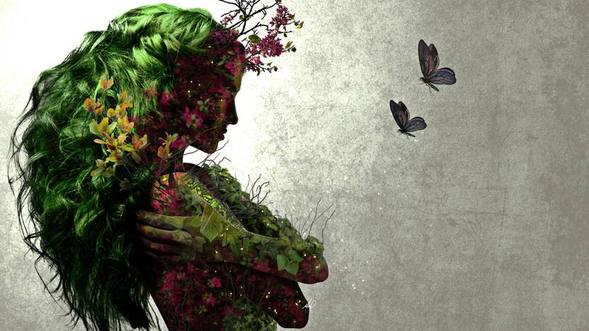 Spring Girl Wall Decor Poster No Framed Large Painting On