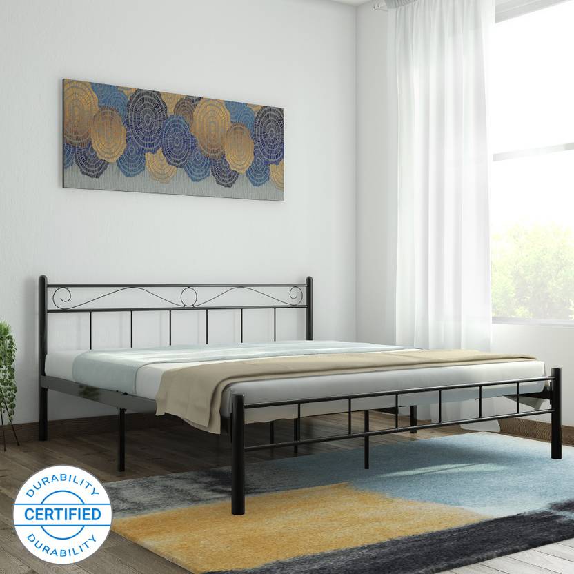 FurnitureKraft London Metal King Bed Finish Color Black