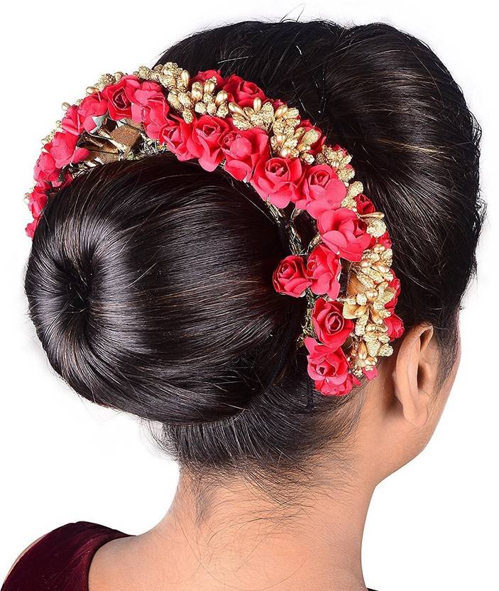 Ekan Hair Gajra Flower For Bridal Red Bun Price In India Buy