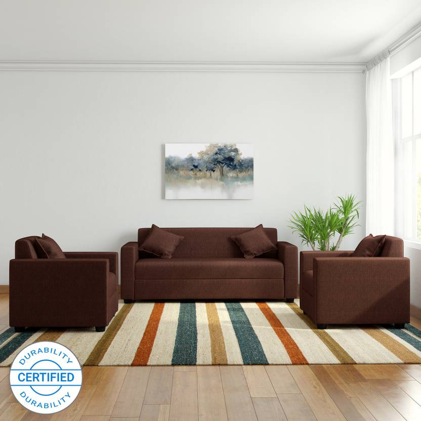 Westido Amrind Fabric 3 1 Brown Sofa Set Price In India Westido Amrind Fabric 3 1 Brown Sofa Set