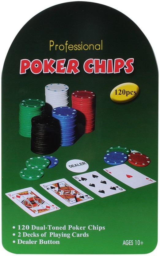 Playing Cards W// Case Dealer Button Poker Set,80 Poker Chips