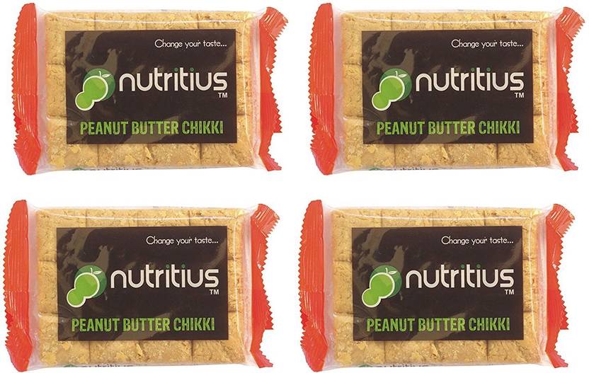 Nutritius Peanut Butter Chikki, 500g (4 Packs of 125g Each) Bag Price