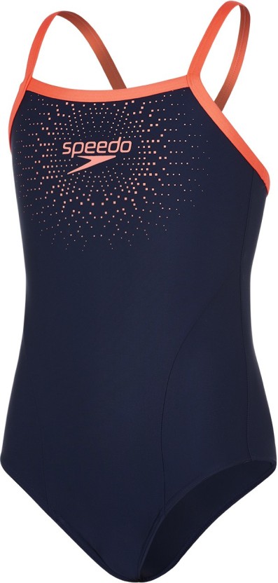 Speedo Girls Swimsuit Sports Logo Thinstrap Muscle Back 