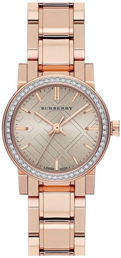 BURBERRY Rose Dial Diamond-set Bezel Rose Gold-tone Analog Watch - For  Women - Buy BURBERRY Rose Dial Diamond-set Bezel Rose Gold-tone Analog Watch  - For Women BU9225 Online at Best Prices in