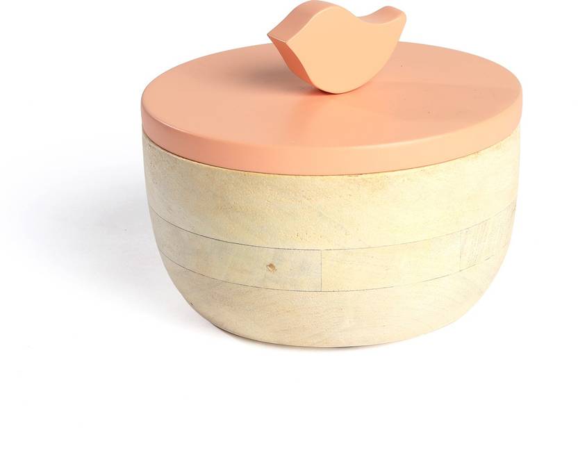 Fireflies Mango Wood Container 0 3 L Orange Artisan Crafted