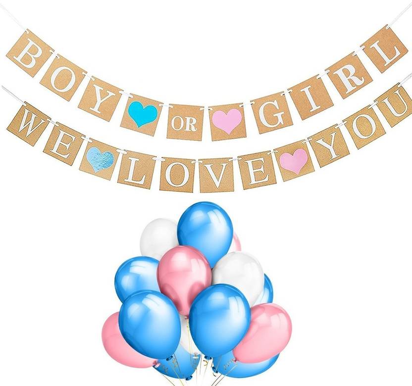 Party Propz Boys Or Girl We Love You Banner And Balloons Combo