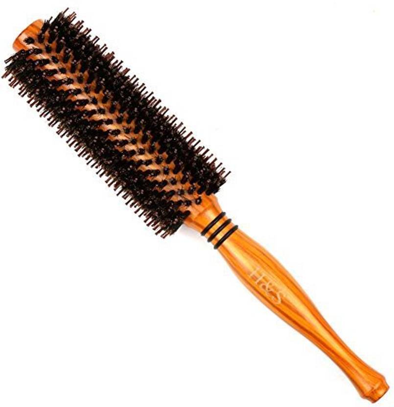 Generic Hs Wooden Round Hair Brush Hairbrush Wood Natural Boar