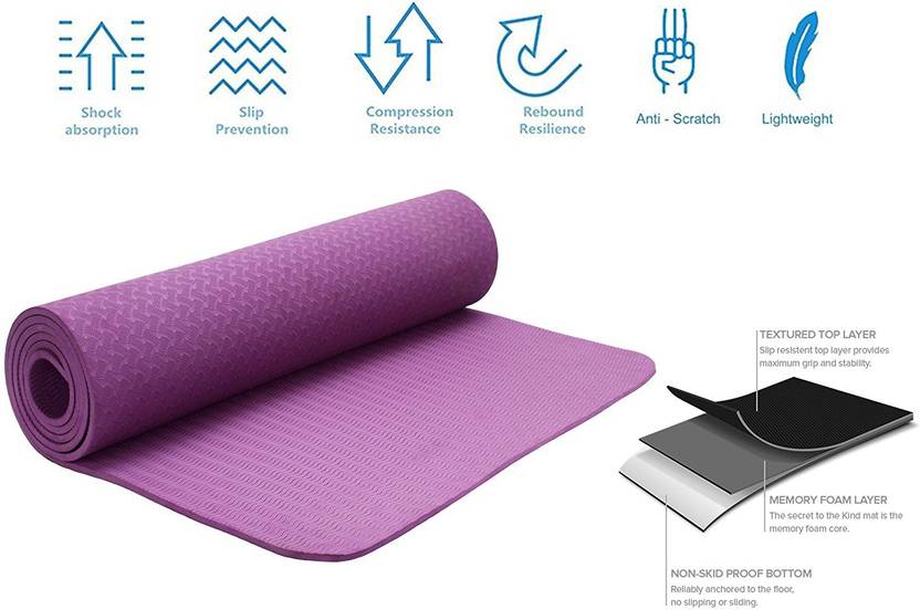 Strauss Eco Friendly Single Texture Tpe Purple 6 Mm Yoga Mat Buy