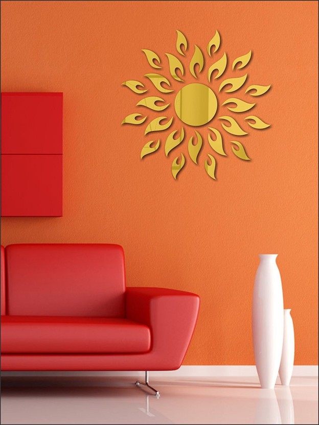 Acrylic 3D Sunflower Mirror Effect Wall Sticker Decal Room Modern Decor Q