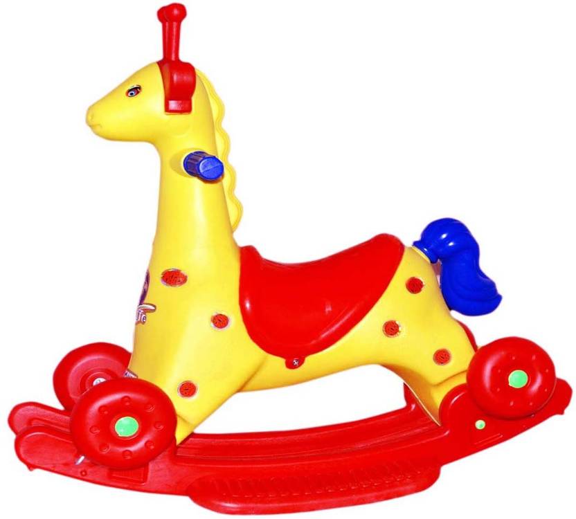 Bluday Giraffe 2 In 1 Yellow Rocker Cum Ride On For 1 To 3