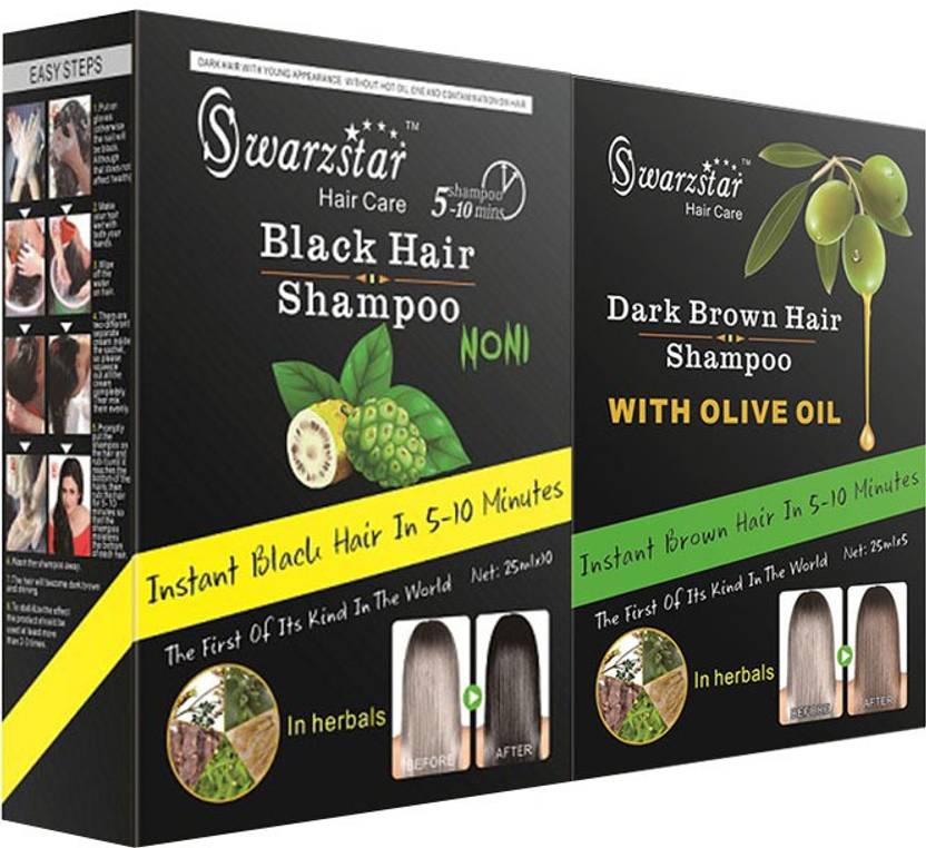 Swarzstar Dark Black And Brown Hair Shampoo With Olive Oil And