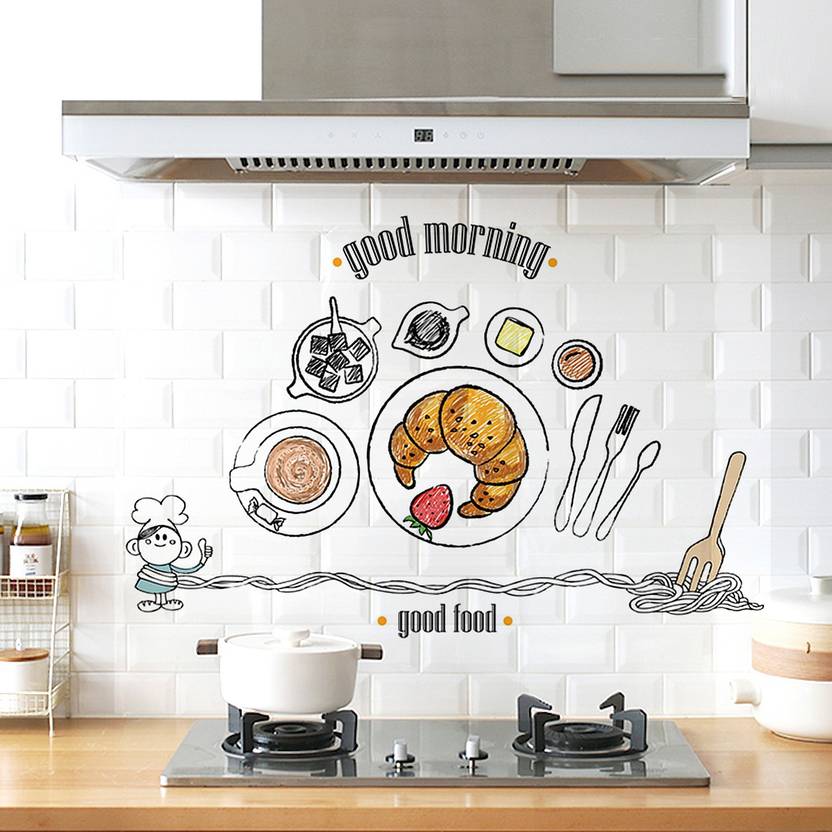 ampire large wall stickers anti oil kitchen self-adhesive morning