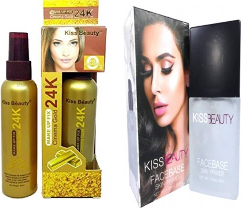 Kiss Beauty Professional Combo 1 Primer 1 Makeup Fixer 24k Gold
