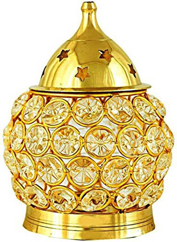 Wacky Brass Crystal Matki Akhand Diya Crystal Oil Lamp For Puja