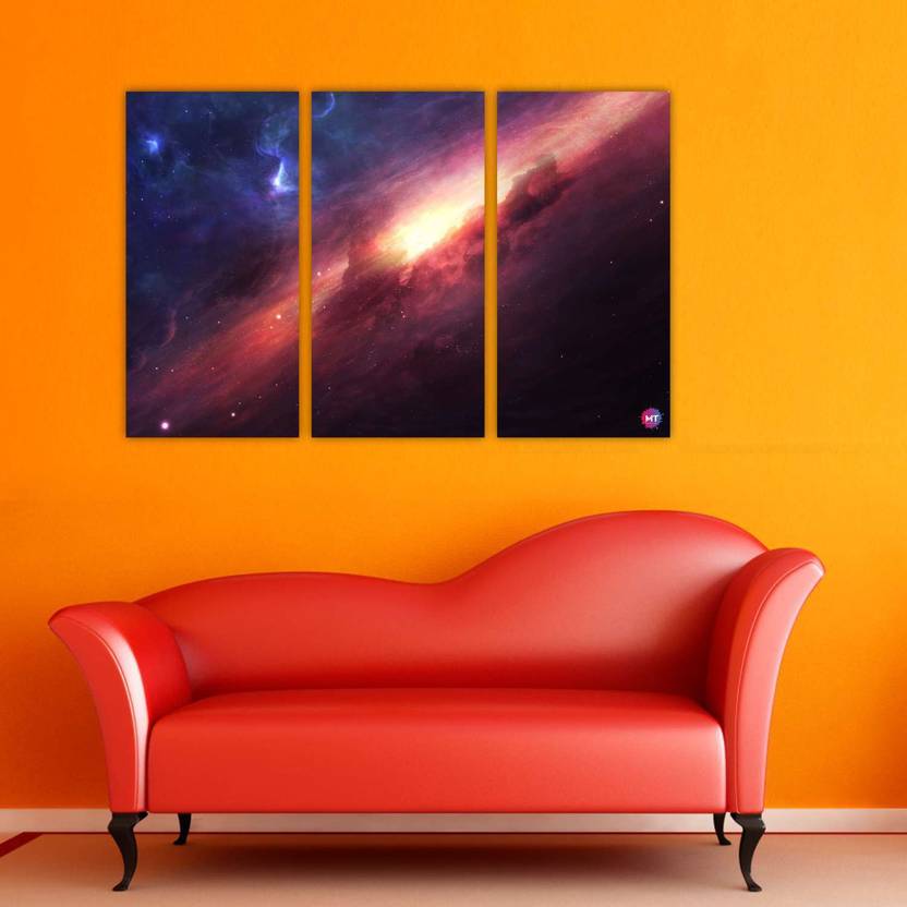 Chandras Space Galaxy 3 Frame Panel Canvas Wall Art Canvas
