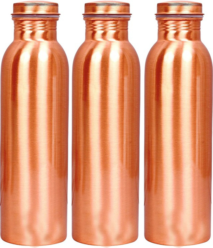 Pure Copper Water Bottle For Ayurveda Health Benefits Leak Proof Set of 02 New