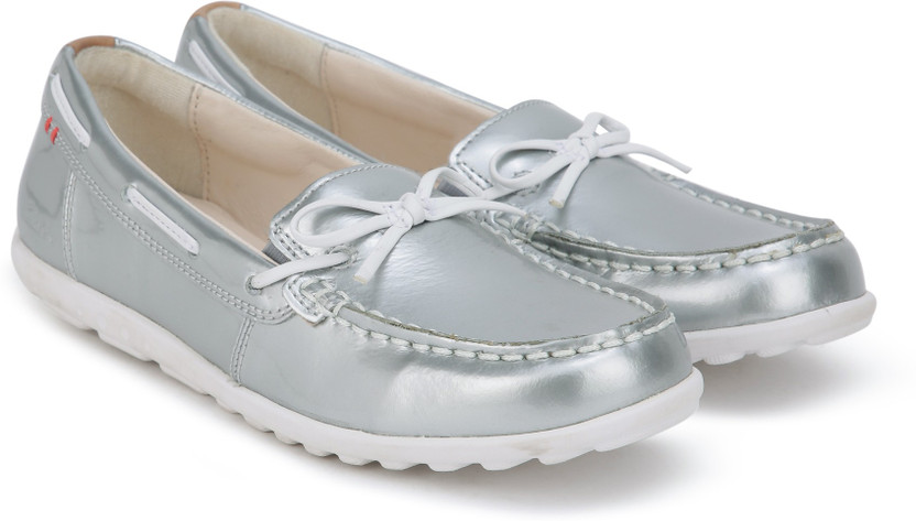 clarks silver loafers