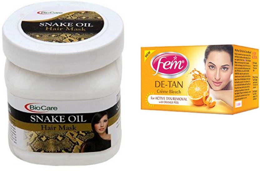 Biocare Snake Oil Hair Mask 500ml And Fem De Tan Creme Bleach 30g