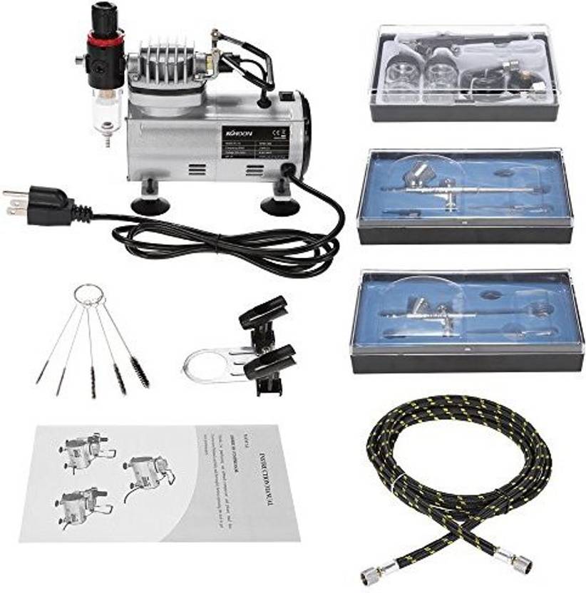 Generic Kkmoon Professional 3 Airbrush Kit With Air Compressor Dual