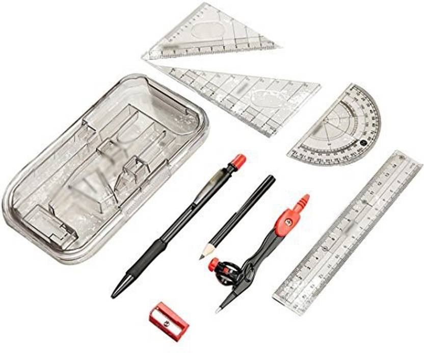 Generic 8pcs Compass Protractors Square Set Drawing Ruler Set Math