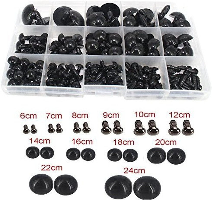 154 pcs 6-24mm Black Plastic Safety Eyes For Teddy Bear Doll Animal Crafts Set