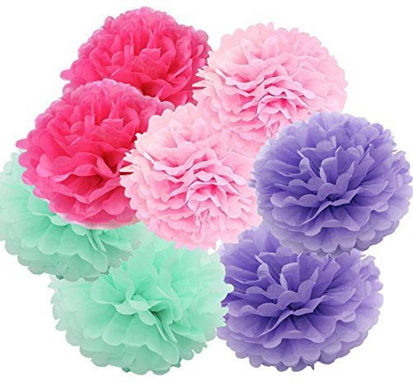 Daily Mall Art Craft Pom Poms Tissue Paper Flower 12pcs 6 Inch 8