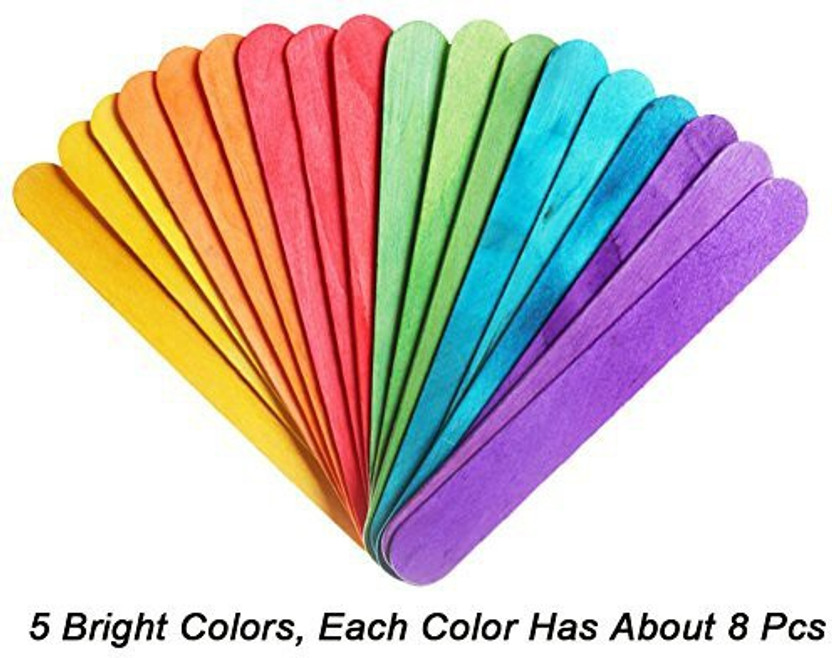 100 Wood Jumbo Craft Sticks Blue Color