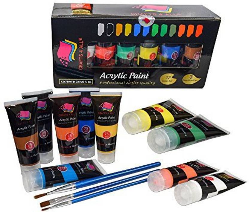 Crafts ALL Acrylic Paints Set Studio Large 75M Ml(2.64 Oz) Paint Tubes