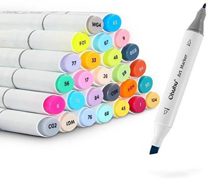 Generic Ohuhu 80 Colors Dual Tips Permanent Marker Pens Art Markers Highlighters with Carrying