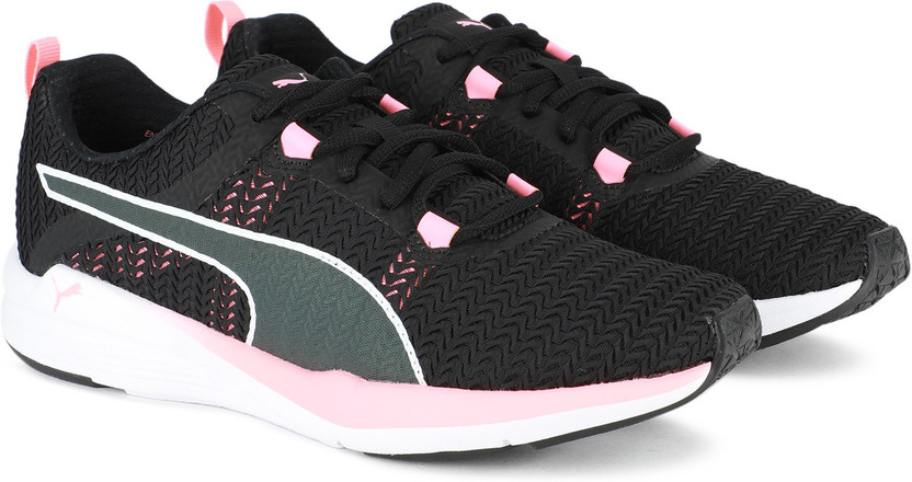puma black and pink running shoes