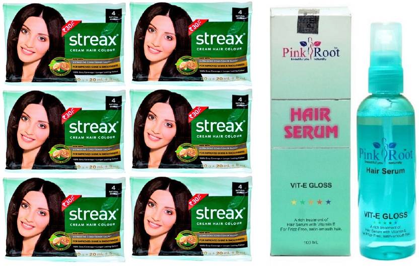 Pink Root Hair Serum And Streax Cream Hair Colour 4 Natural Brown