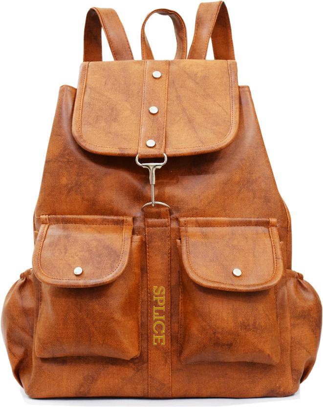 Men/'s and Women/'s New Brown Leather Back Pack Rucksack Travel and College Bag