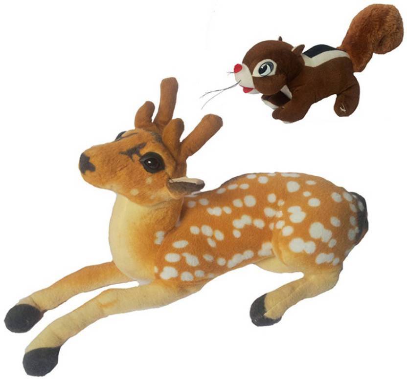 Flower Engine Big Forest Deer With Squirrel 9 Inch Big