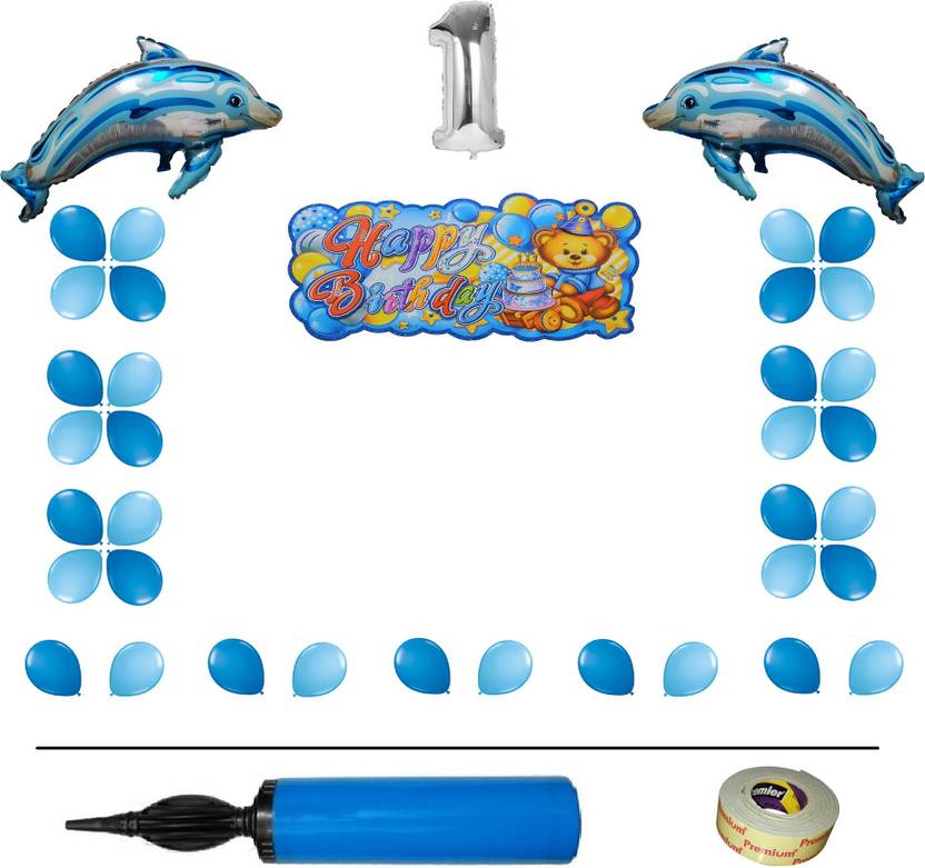Easypartystore Under Water Theme 1st Birthday Decoration Kit For