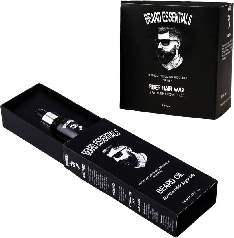 Beard Essentials Combo Of Ultra Strong Hold Fiber Hair Wax 100 Gm