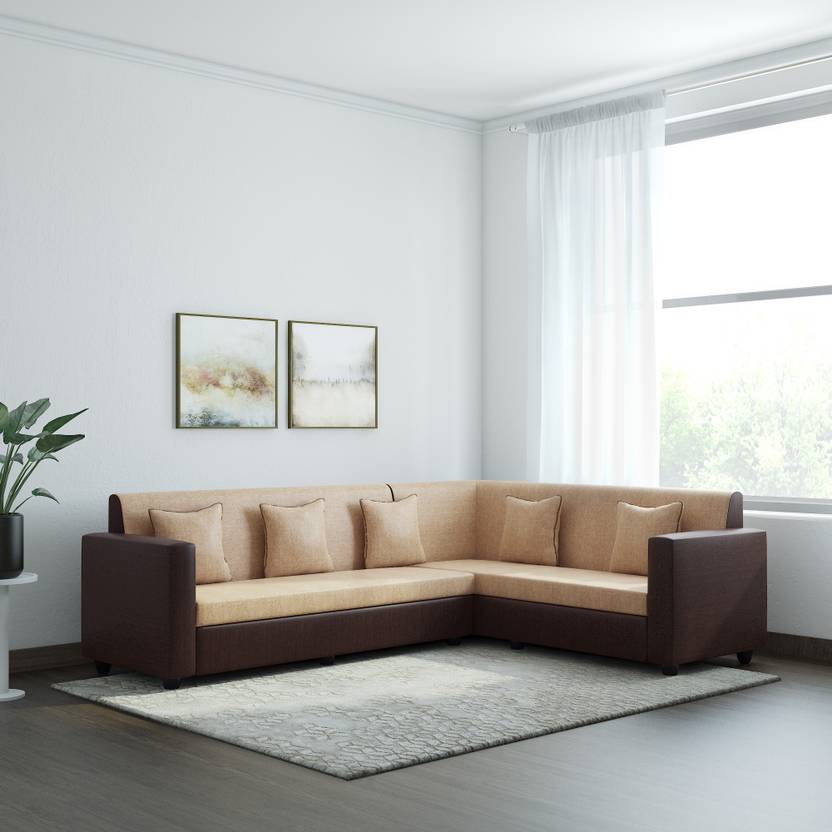 Bharat Lifestyle Dalvin Fabric 6 Seater Sofa