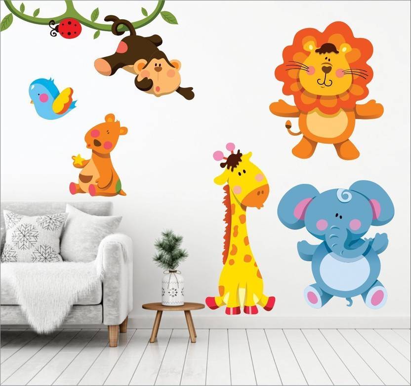 Ah Decals Medium Animals 3d Giraffe Lion Wall Sticker For