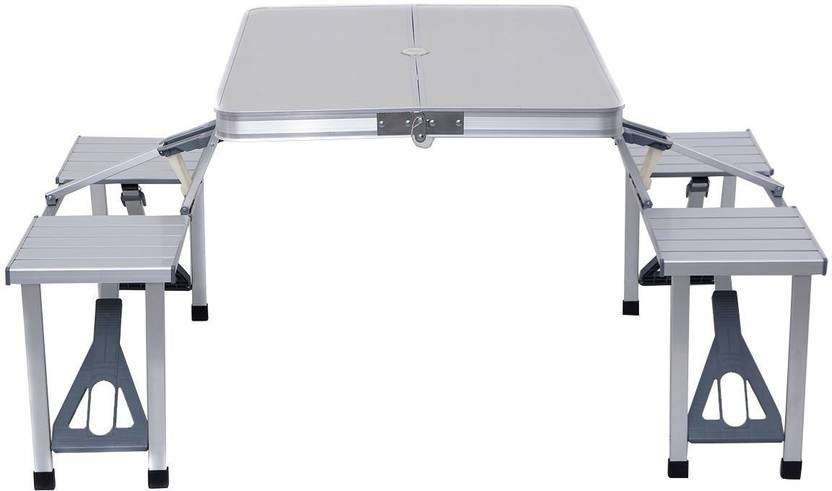 Shrih Stylish Folding Camping Picnic Table With Umbrella 4