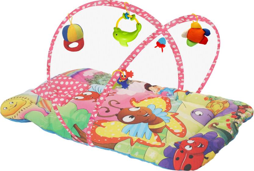 Playhood Pink Sleeping Mat Baby Sleeping Mat With Mosquito Net And